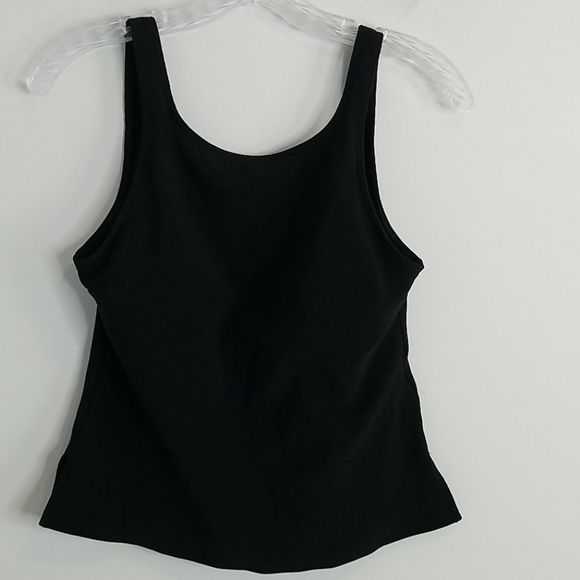 LANDS END black ribbed tankini PUSH UP CUPS ADDED - Picture 1 of 8